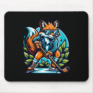 Fox Ice Hockey Cool Style Shades Mouse Pad