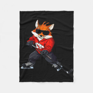 Fox Ice Hockey Player  Fleece Blanket