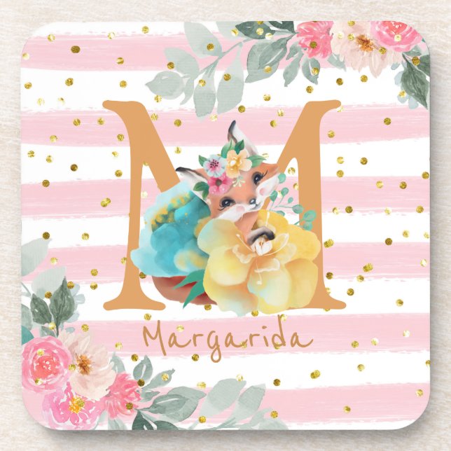 Fox Illustration Mother To Be Of A Baby Girl Coaster (Front)