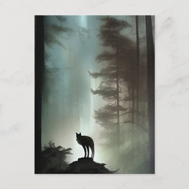Fox in a Misty Forest - Wildlife Art Card (Front)