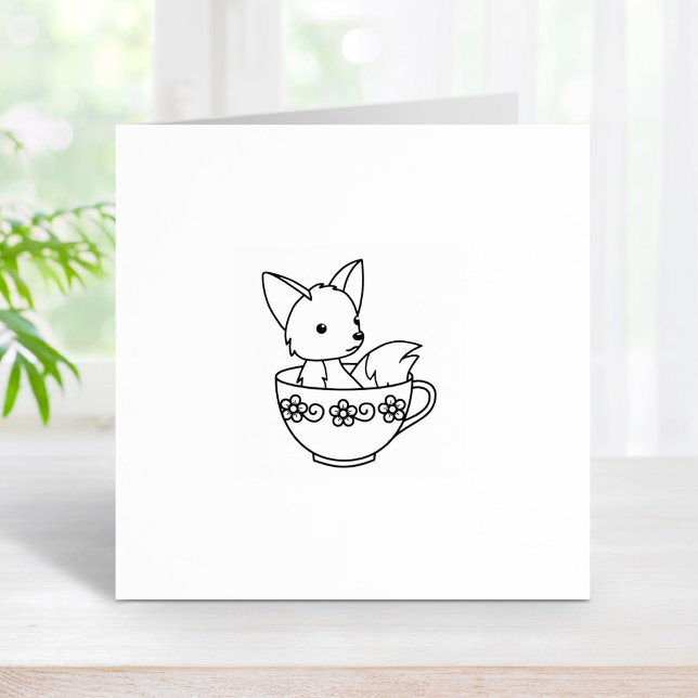 Fox in a Teacup 2 Rubber Stamp (Creator Uploaded)