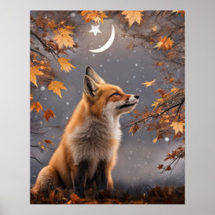 Fox in Autumn Colours Mystical Magical Pretty Poster