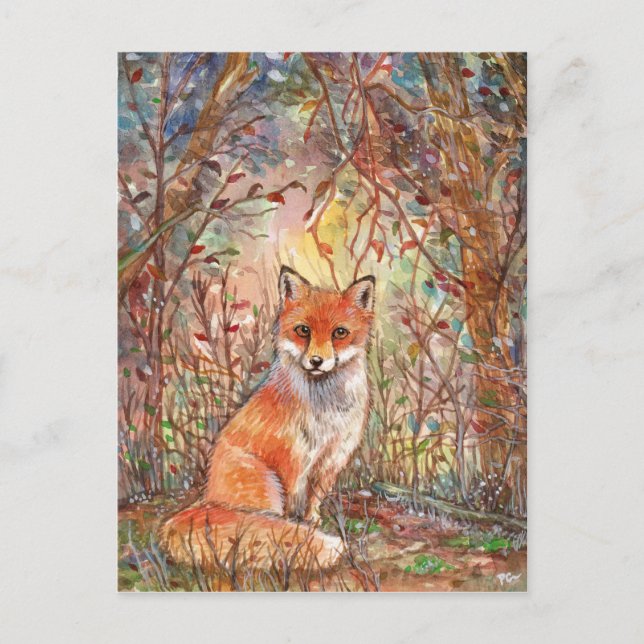 Fox in Autumn Woods Postcard (Front)