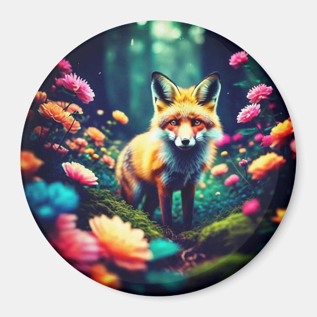 "Fox in Bloom" Magnet (Front)