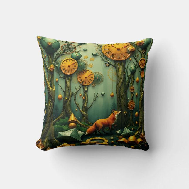 Fox in Clockwork Forest Cushion (Front)