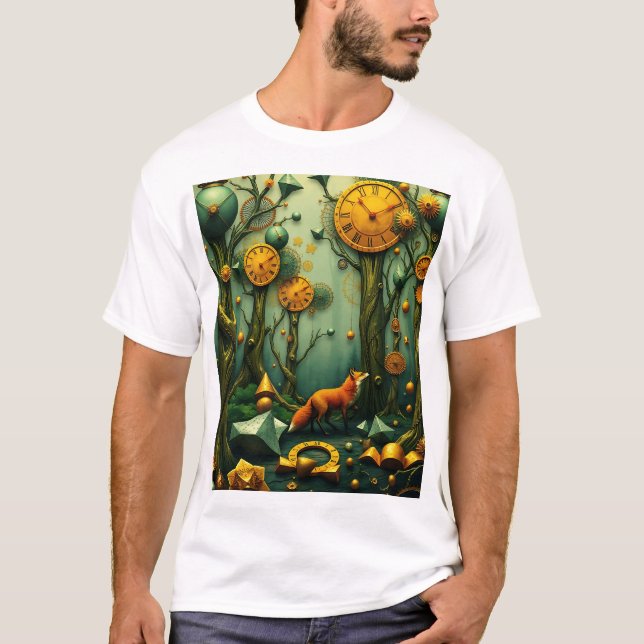 Fox in Clockwork Forest T-Shirt (Front)