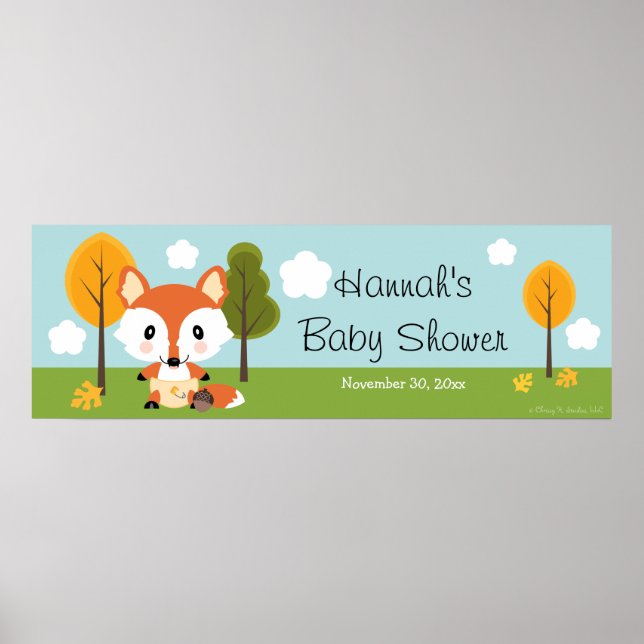 FOX IN DIAPERS BABY SHOWER BANNER POSTER (Front)