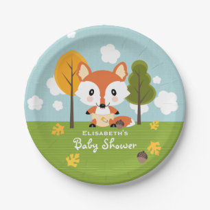 Fox in Diapers Baby Shower Paper Plate