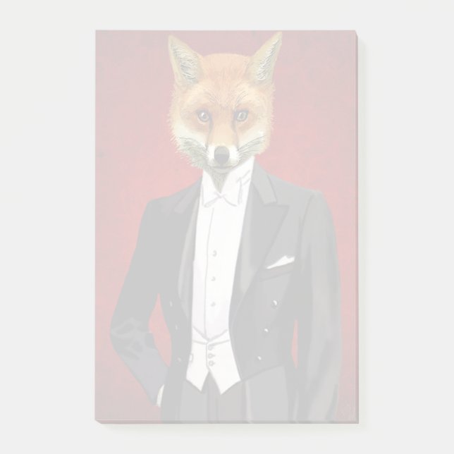Fox In Evening Suit, Portrait Post-it Notes (Front)