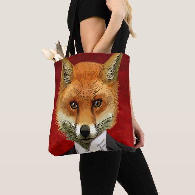 Fox In Evening Suit, Portrait Tote Bag (Close Up)