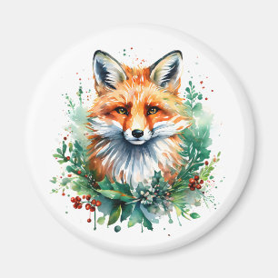 Fox in Holly Magnet