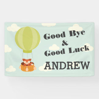 Fox in Hot Air Balloon Good Bye Personalised Banner