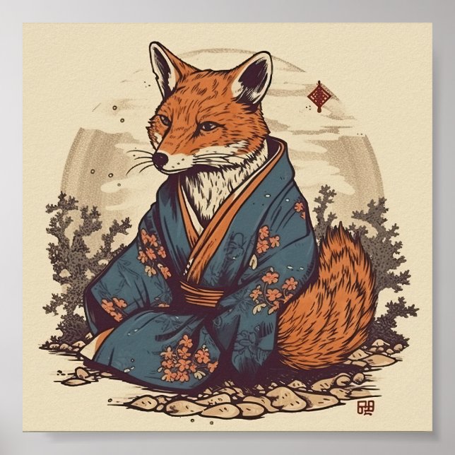 Fox in japanese style poster (Front)
