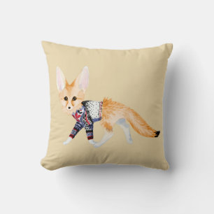 Fox in Knit Sweater Throw Pillow
