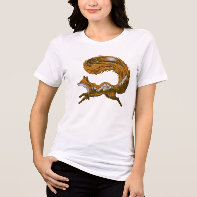 Fox In Mountain  Tri-Blend Shirt (Front)