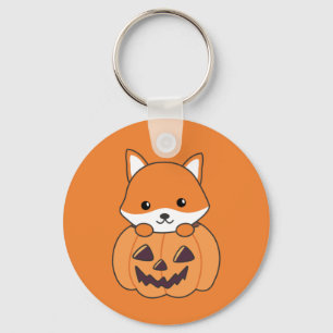 Fox In Pumpkin Sweet Foxes Happy Halloween Keychai Key Ring