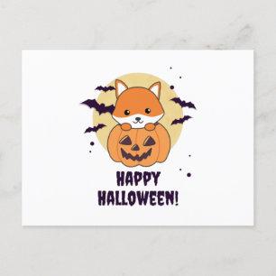 Fox In Pumpkin Sweet Foxes Happy Halloween Postcard