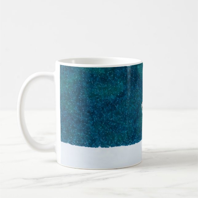 Fox in snowfall. Red fox, Vulpes vulpes, jumping i Coffee Mug (Left)