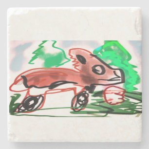Fox in spring time stone coaster