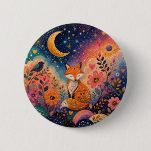 Fox in Star Garden 6 Cm Round Badge