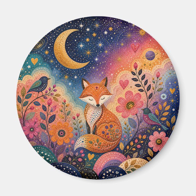 Fox in Star Garden Magnet (Front)