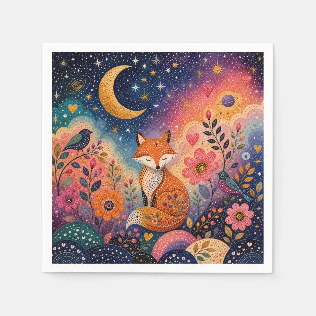 Fox in Star Garden Napkin (Front)
