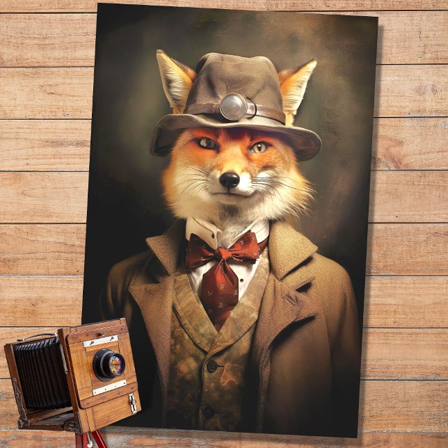Fox in Suit and Hat 1 Decoupage Paper (Creator Uploaded)