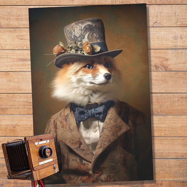 Fox in Suit and Hat 4 Decoupage Paper (Creator Uploaded)