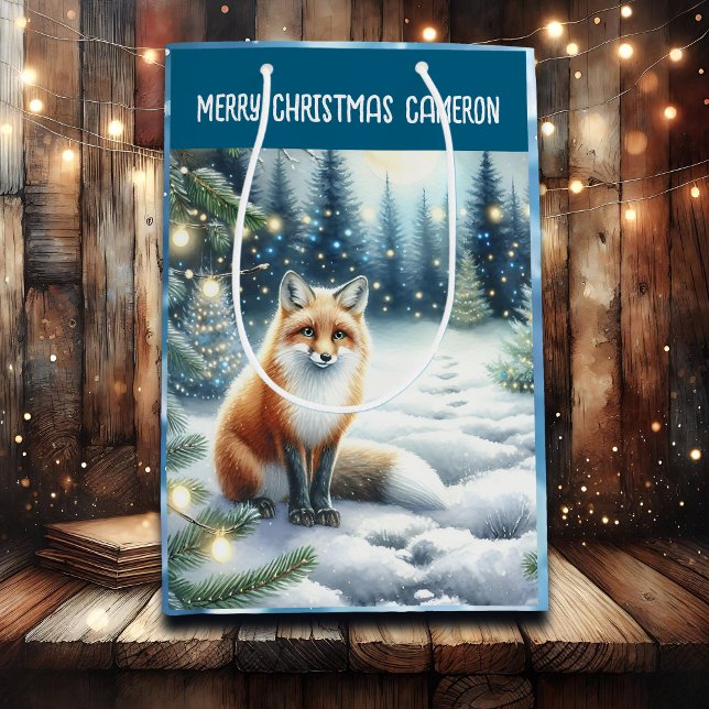 Fox in the Enchanted Forest Personalised Christmas Medium Gift Bag (Creator Uploaded)