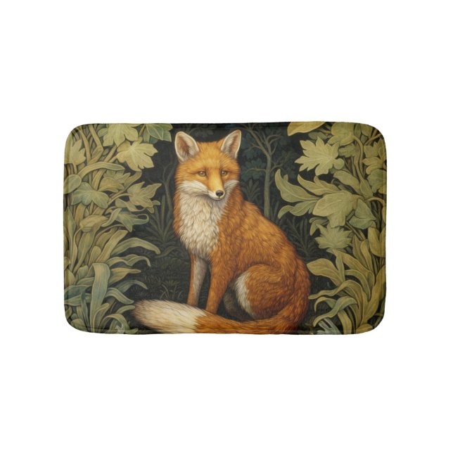 Fox in the forest, Art nouveau style Bath Mat (Front)