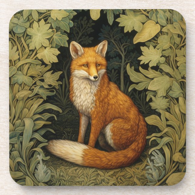 Fox in the forest, Art nouveau style Coaster (Front)