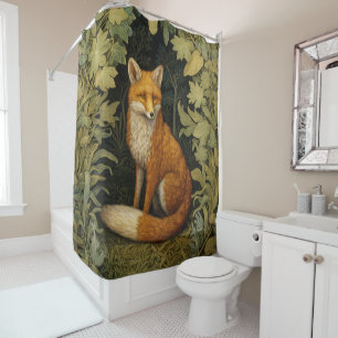 Fox in the forest, Art nouveau style Shower Curtain