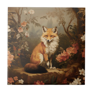 Fox in the forest moody Victorian Ceramic Tile