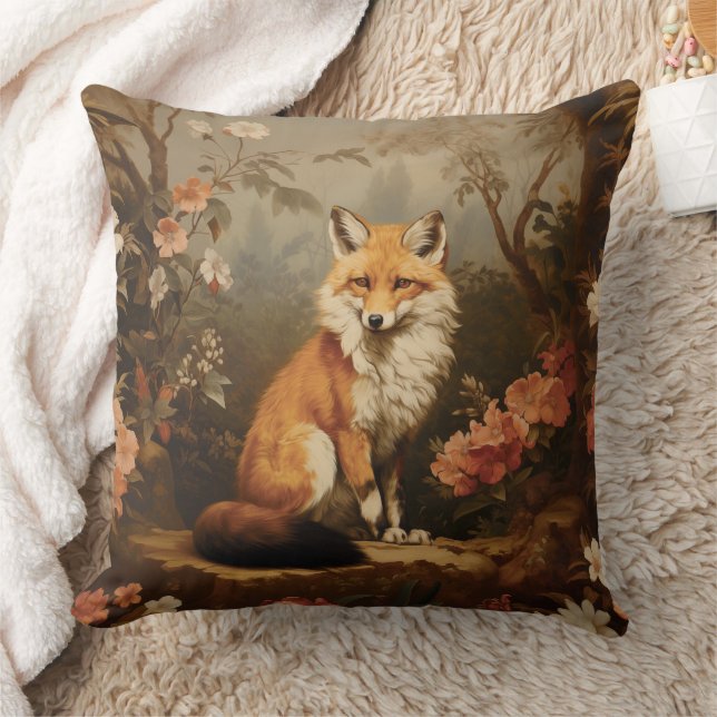 Fox in the forest moody Victorian Cushion (Blanket)