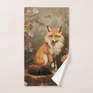Fox in the forest moody Victorian Hand Towel