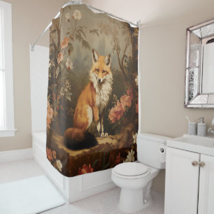 Fox in the forest moody Victorian Shower Curtain