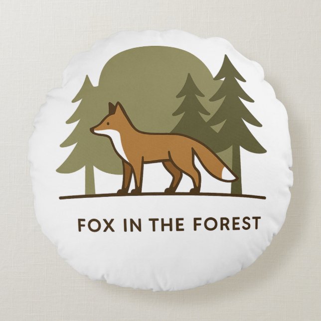 Fox in the Forest Round Cushion (Front)