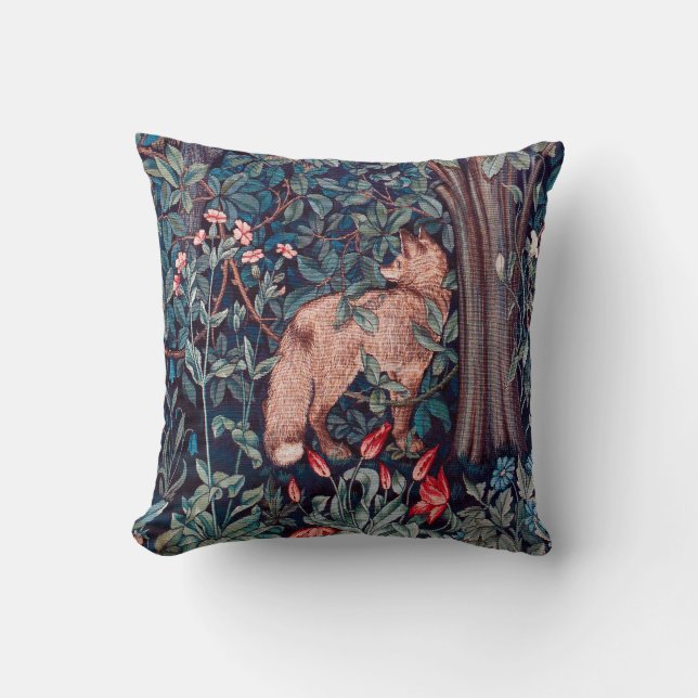 Fox in The Forest, William Morris Cushion (Front)