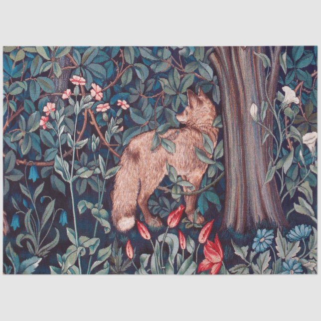 Fox in The Forest, William Morris Tissue Paper (Front)