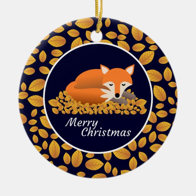 Fox in the Frost Ceramic Ornament (Front)