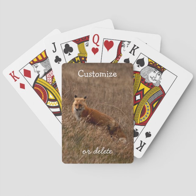 Fox in the Grass; Customisable Playing Cards (Back)