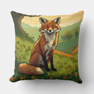 Fox in the Shamrocks Cushion