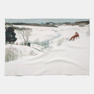 Fox in the Snow, 1935 by Newell Convers Wyeth Tea Towel