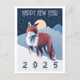Fox In The Snow   Happy New Year 2025 Postcard