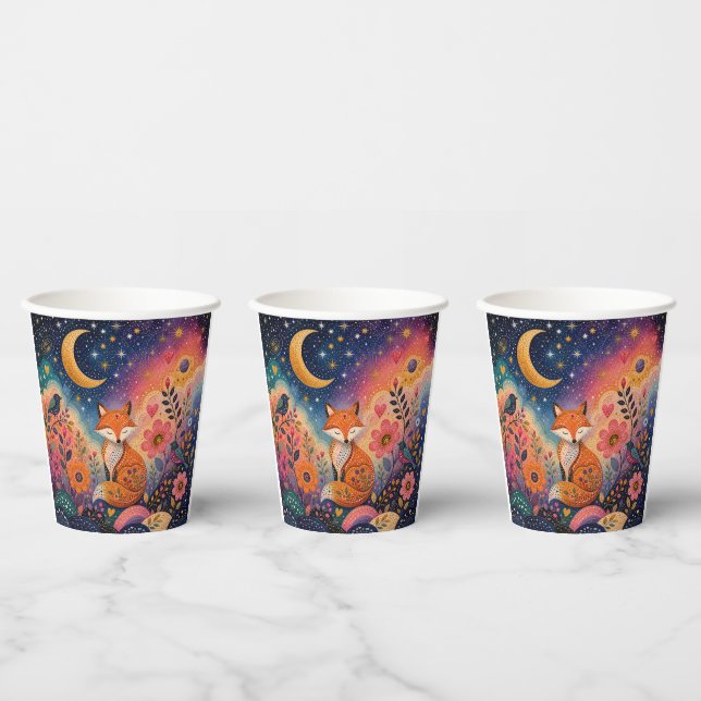 Fox in the Star Garden Paper Cups (Multi)