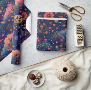 Fox in the Star Garden Wrapping Paper