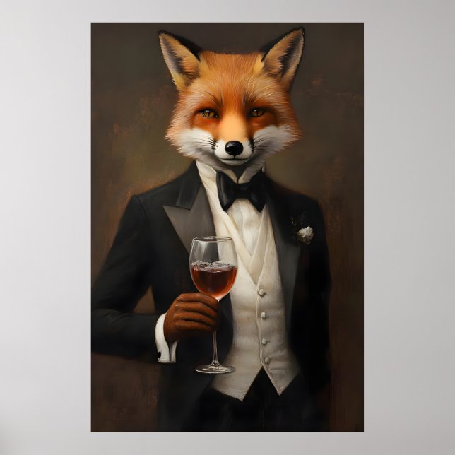 Fox In Tuxedo Poster, Animal Poster, Fox In Suit Poster (Front)