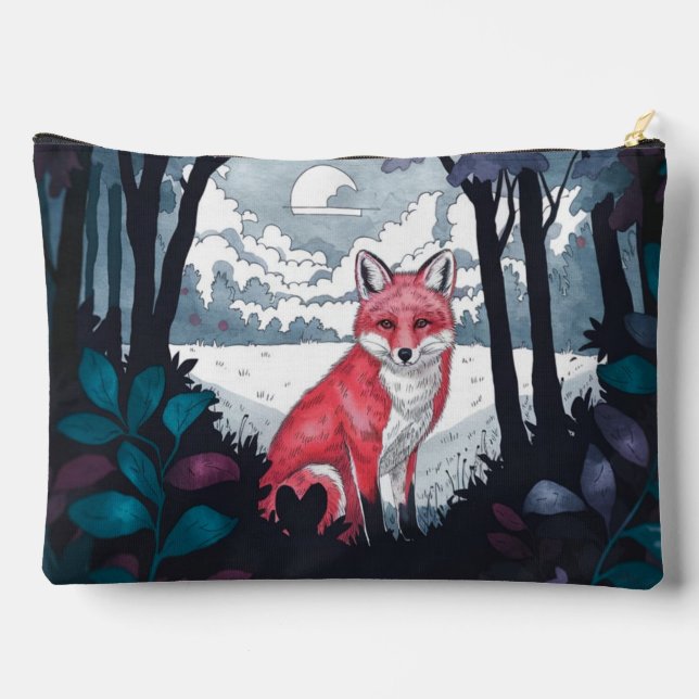 Fox in Wood Clearing Accessory Pouch Travel Bag (Back)