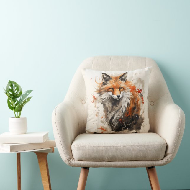 Fox Ink Painting Cushion (Chair)