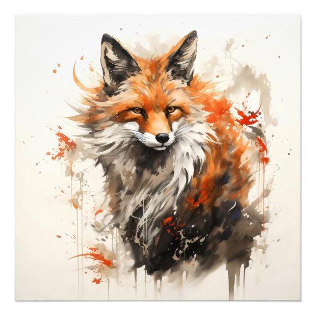 Fox Ink Painting Photo Print (Front)